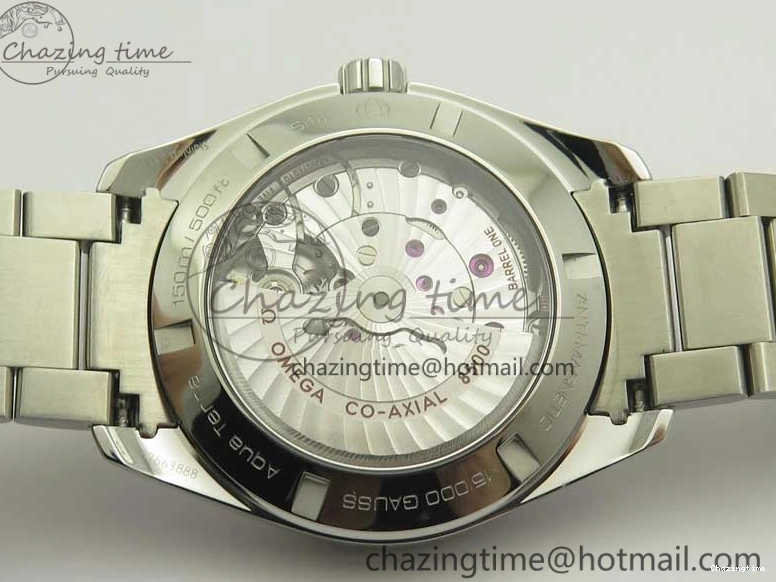 0421 FlexibleFit Aqua Terra 150M SS VSF 1:1 Best Edition Black Wave Textured Dial RG Hand on SS Bracelet A8500 Super Clone 8032